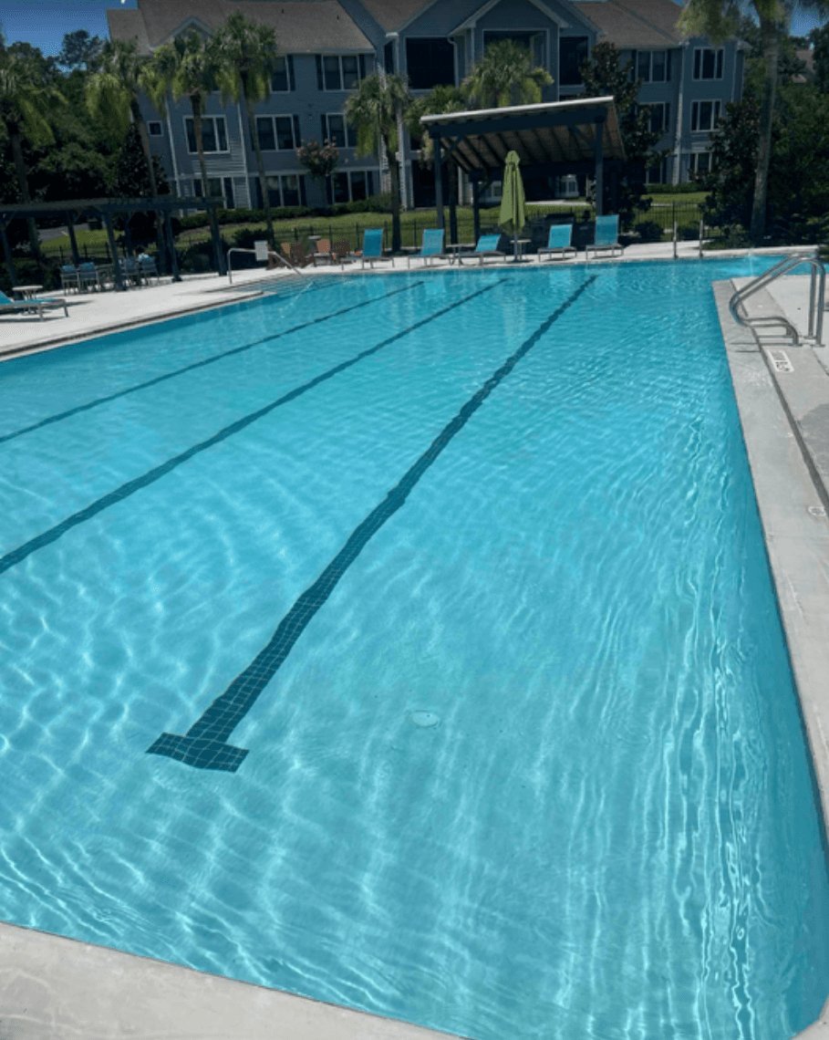 Crystal-clear swimming pool maintained by Freedom Pools & Spas in Tallahassee, FL